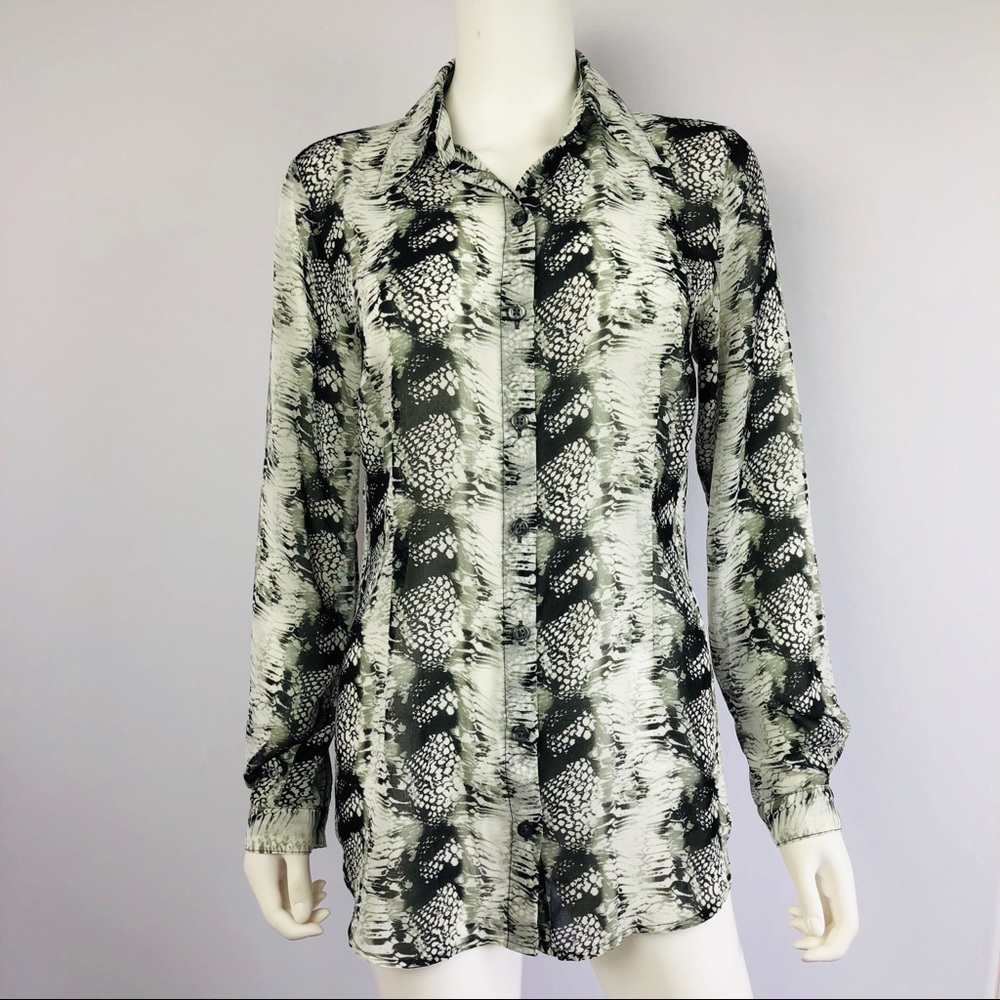 Cabi Python Snake Print Sheer Blouse Small #988 - image 1